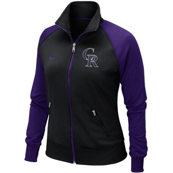 Nike Women's Colorado Rockies CR Full Zip Track Jacket Black Purple Size S - Picture 1 of 8